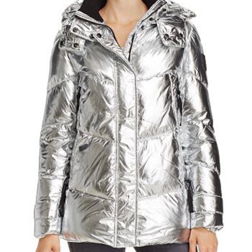 Vince Camuto Metallic Puffer Coat with hood